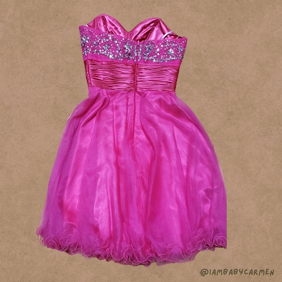 Strapless Pink Princess Mini Dress 💕 - Picture 3 of 4